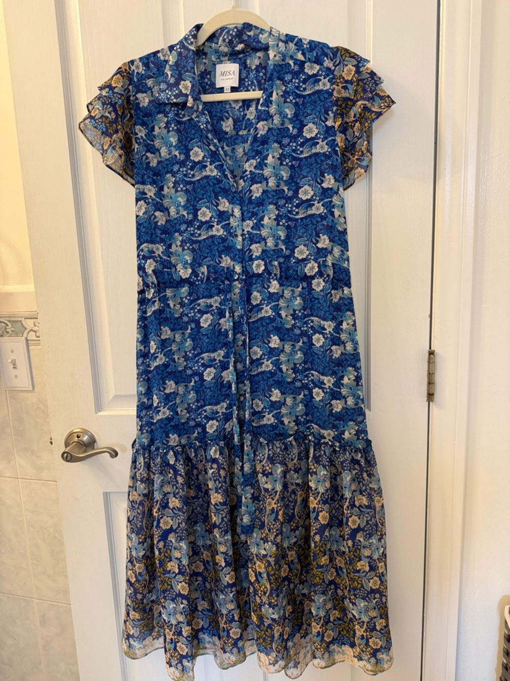 Misa Los Angeles Blue Floral Maxi Dress